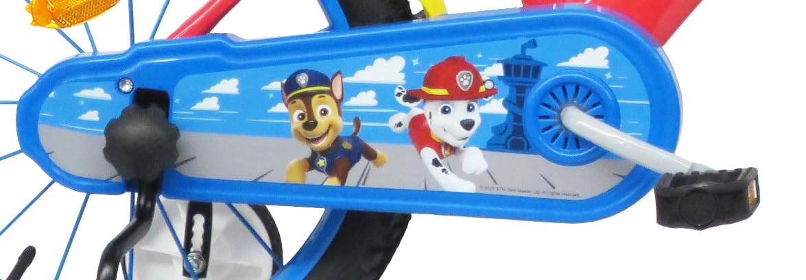 Jungen Fahrrad 16 Zoll Paw Patrol Ausgestattet mit 2 Bremsen, Dekorativer Frontplatte, Rückkanister und Stabilisatoren, rot