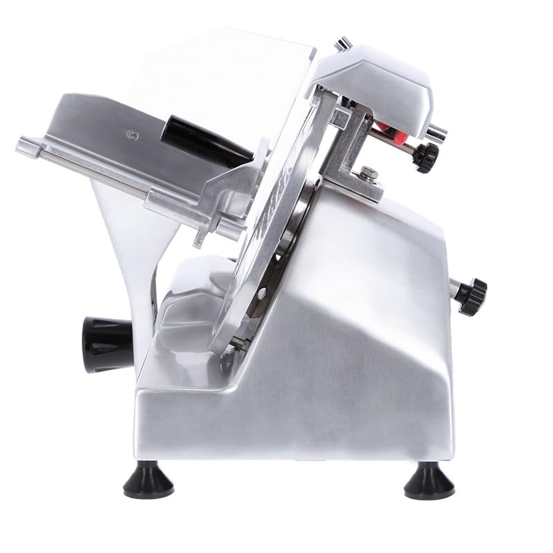 Affettatrice per macelleria grigio affettatrice con lama 250 mm affettatrice professionale taglio preciso affettatrice per carni e prosciutti, affettatrice regolabile 0-12 mm macelleria salumi
