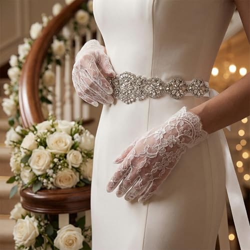 Image of Hiceeden 3 Pieces Rhinestone Bridal Belt, Silver Crystal Bridal Sash with White Ribbon Wedding Dresses Belt for Women, Bride, Bridesmaids, Gown, Party, Prom