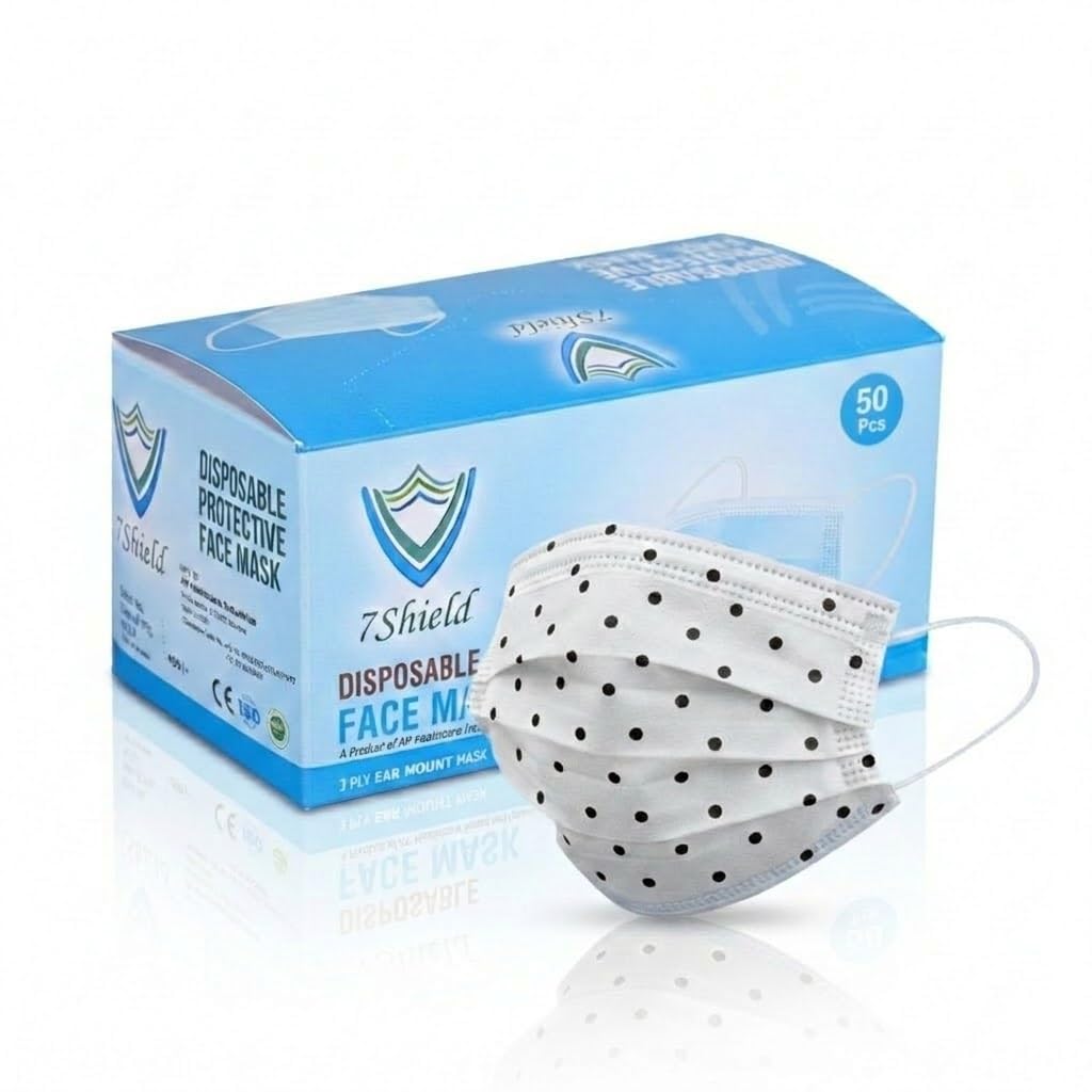 Black Dot Nonwoven Fabric Disposable Multilayer Protective Mask (White) for Unisex-image-18
