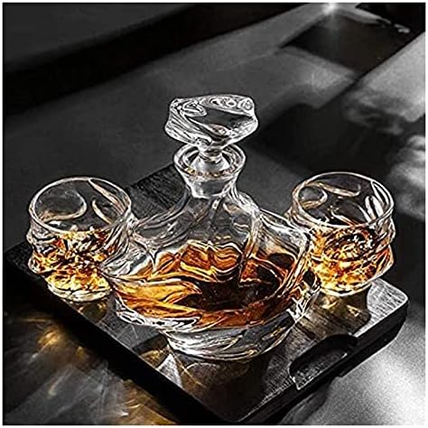 Whiskey Decanter Personality Wine Decanter and Glasses Set Personalized Whiskey anter Set,900 ML Glass Bottle And Six 320 ML Liquor Glasses,Whiskey Gift Set Office or for Men for Bourbon Scotch Vodka