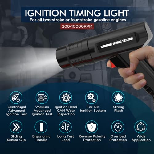 Image of Timing Light 12V Ignition Timing Light Automotive Strong Flash Timing Lights with Sliding Sensor Clip,Long Test Lead, Reverse Polarity Protection, Overload Protection for Car, Motorcycle Petrol Engine