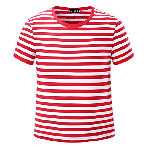 Ezsskj Kids Boys Children's Toddler Waldo Shirt Red White Striped T Shirts Tombo Cosplay Lounge Underwear Cotton Tee 3T