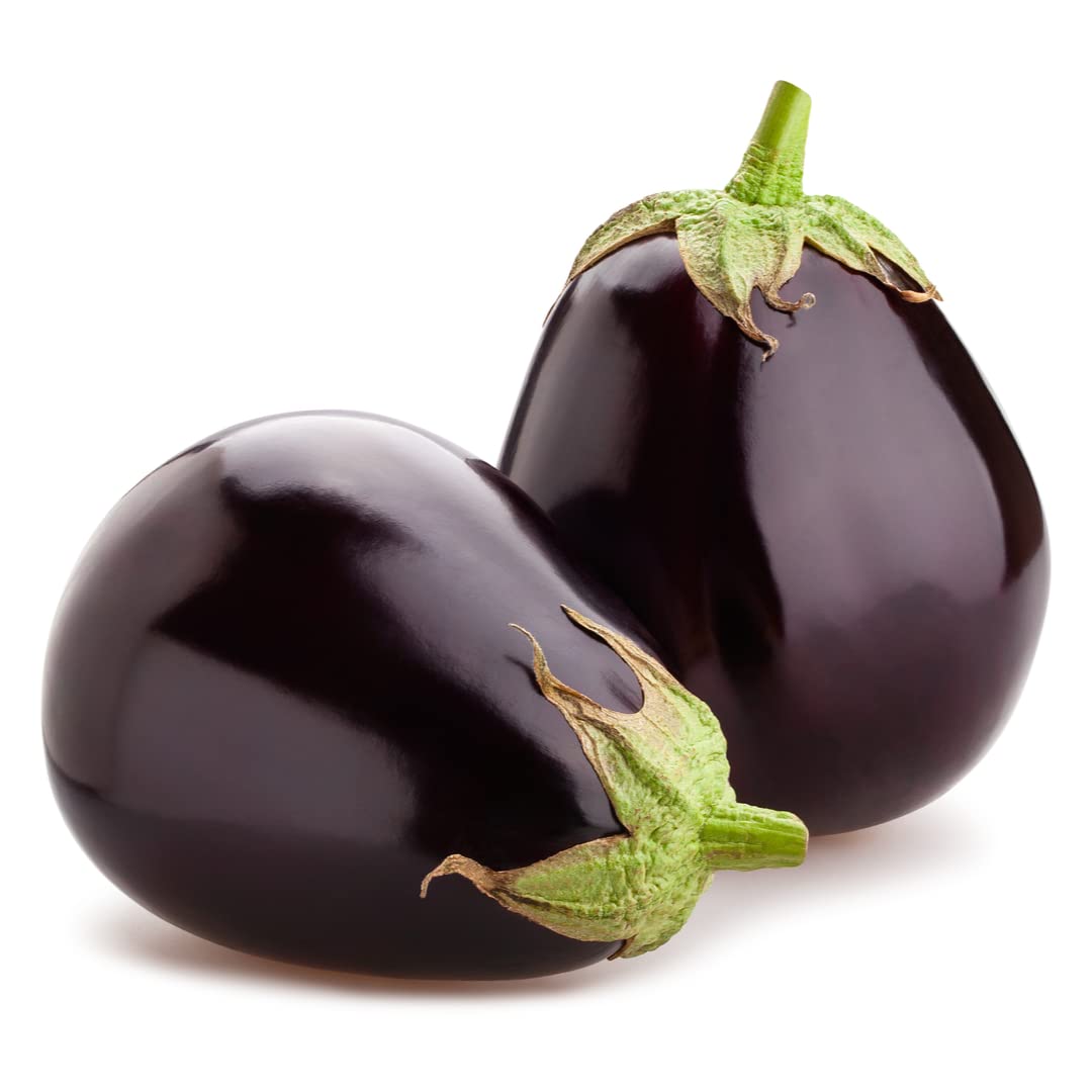 Fresh Round Aubergine (Indian Eggplant/Brinjal) 2kg – 4 Units | Premium Whole Vegetables | Perfect for Curries, Stir-Fries & Roasting | Fresh & Chilled Delivery