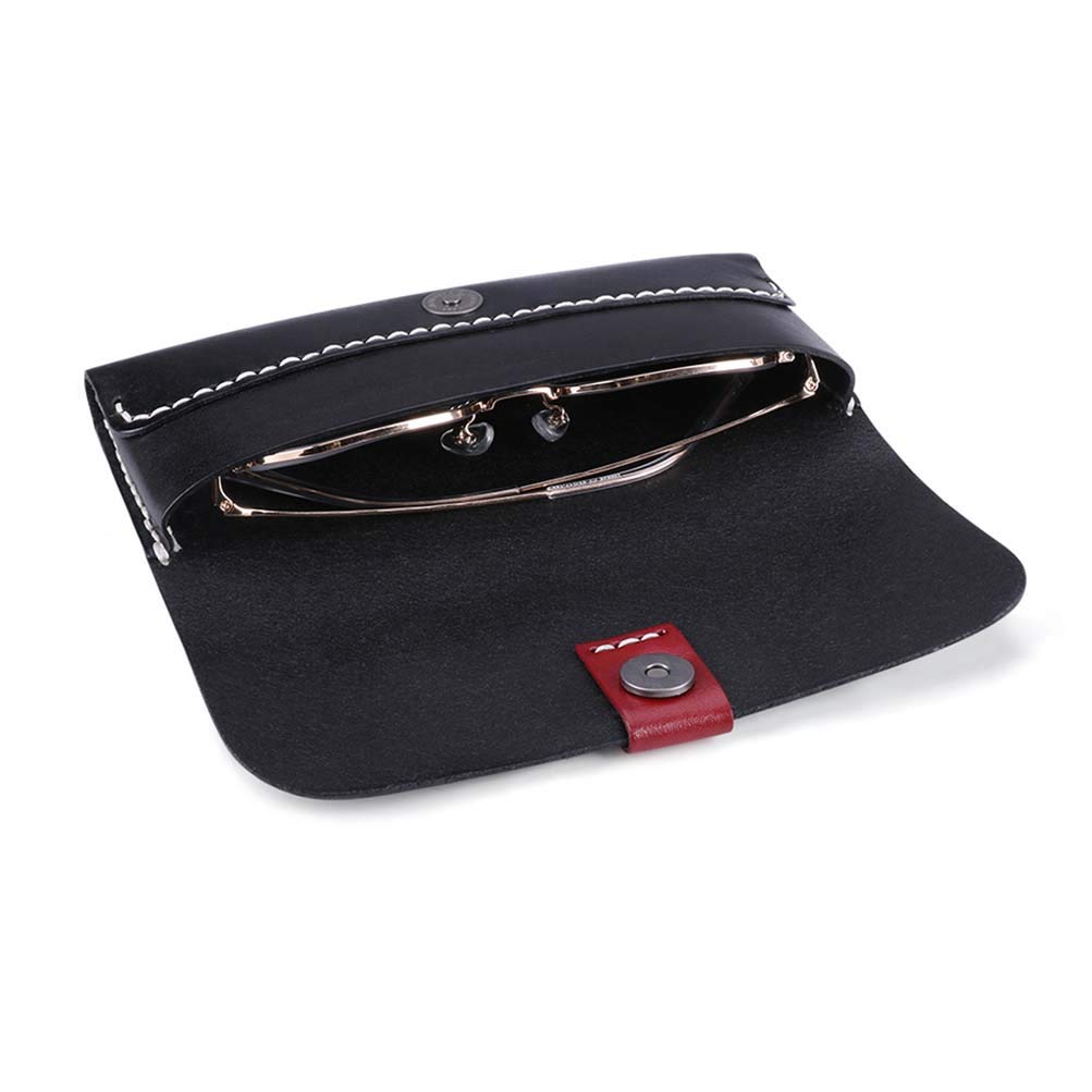 BRASS TACKS Leathercraft Soft Eyeglass Case Unisex Portable Full Leather Durable Soft Sunglasses Case for Women Men