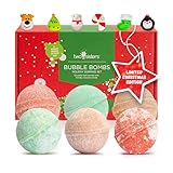 Christmas Squishy Bubble Bath Bombs for Kids with Surprise Squishy Toys Inside by Two Sisters. 6 Large 99% Natural Fizzies in Gift Box. Moisturizes Dry Skin. Releases Color, Scent, Bubbles