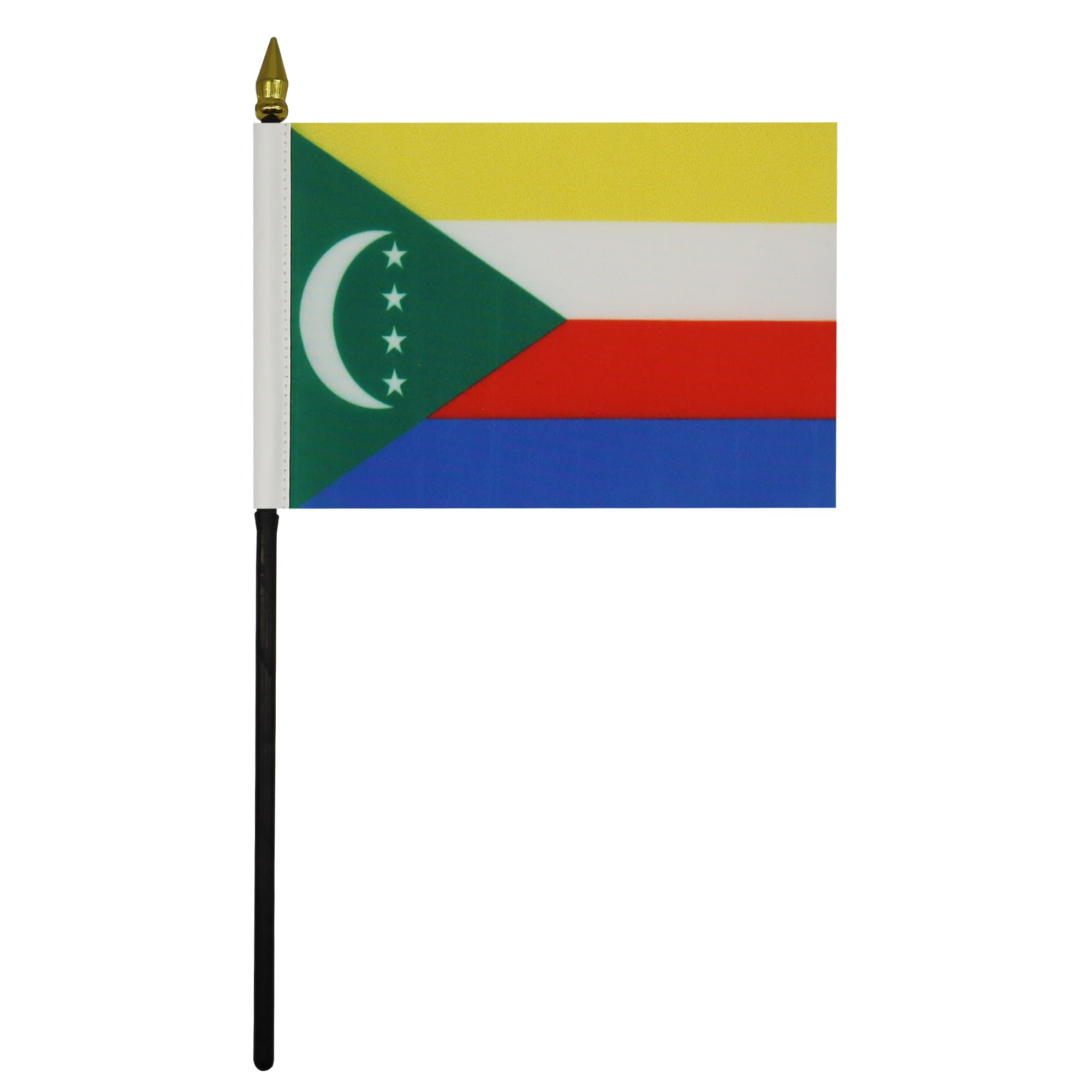 AZ FLAG, Comoros Table Flag 4'' x 6'', Comoran Mini Desk Flag 100% Polyester 15 x 10 cm, Office Mini Banner with 10'' Pole - Image 2