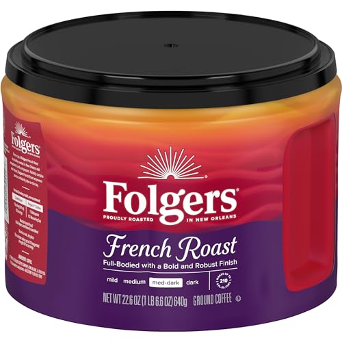 Image of Folgers French Roast Ground Coffee, Medium-Dark, 6 (22.6 Oz.) Canisters