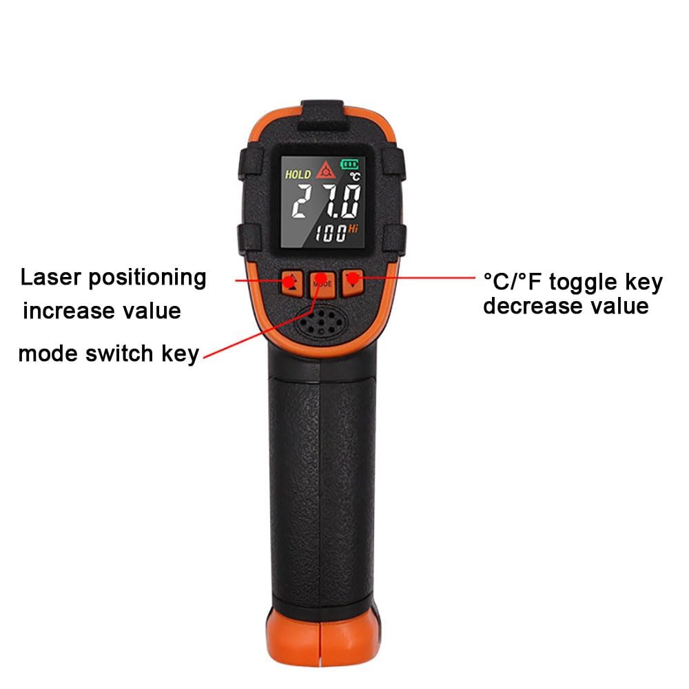 -50 ~ 590 ℃ Gun À Température Numérique, Thermomètre Infrarouge Pistolet Laser IR TEMT GAUGE, Support De Positionnement De 13 Points, Émissivité Réglable, Pour La Climatisation, Cuisine De Cuisine
