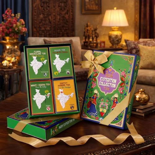 Image of SAN-CHA Tea Boutique | India Expedition Collection | Premium Loose Leaf Tea Gift Box | Assam, Darjeeling, Nilgiri & Kangra | Since 1981