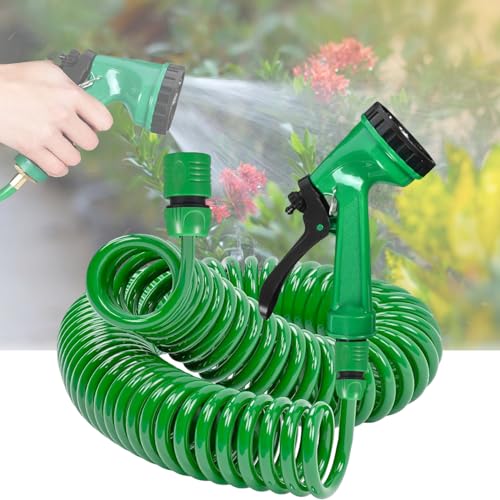 Spiralschlauch Garten Set 7.5m/10m Spiralschlauch Wasser Dehnbarer Garden Hose Schlauch für Gartenbewässerung Flexibler Wasserschlauch(7.5M)