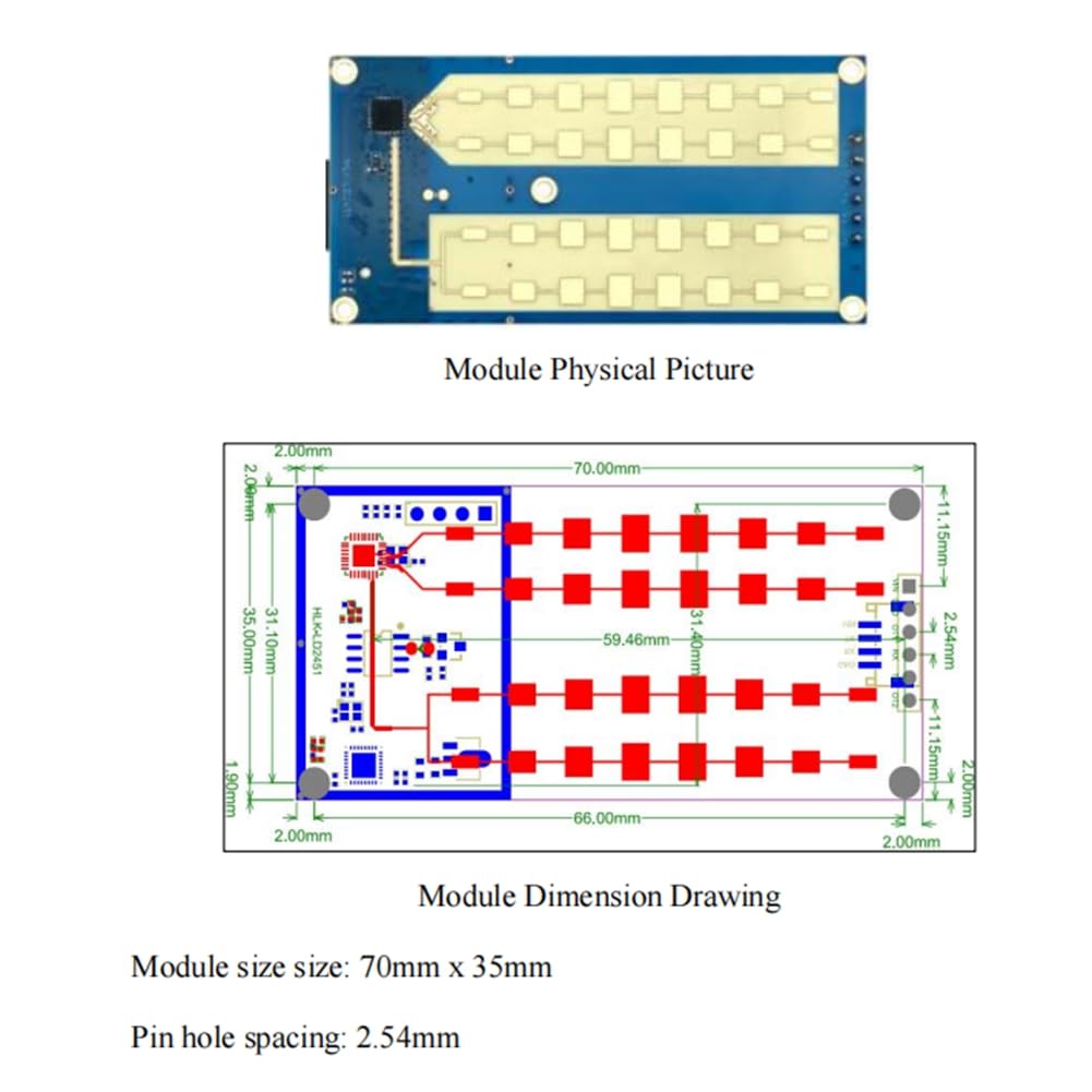 modulo sensore 24G LD2451 per la misurazione della velocità nel radar 'albero millimetrico per il monitoraggio dello stato del veicolo
