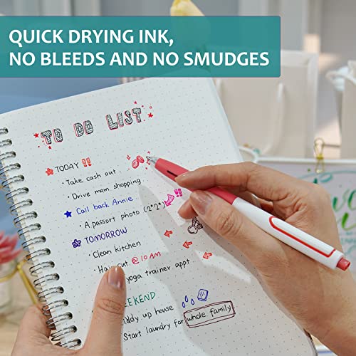Image of WRITECH Retractable Gel Ink Pens: Multicolor 0.5mm Fine Point Pen No Smear & Bleed for Journaling Sketching Drawing Notetaking Extra Smooth Writing Silent Click Pen Set Up-Gel 8ct