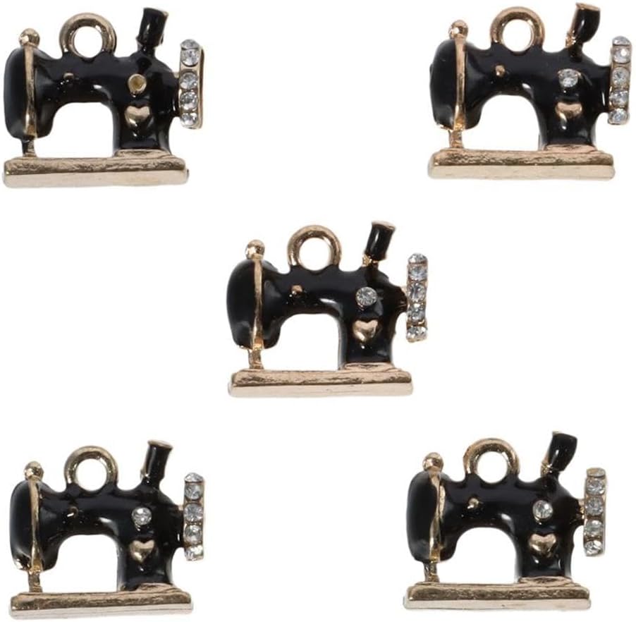 10Pcs Sewing Machine Enamel Charms, Sparkling Sewing Machine Pendant, Dangle Charms for Jewelry Making - Image 3