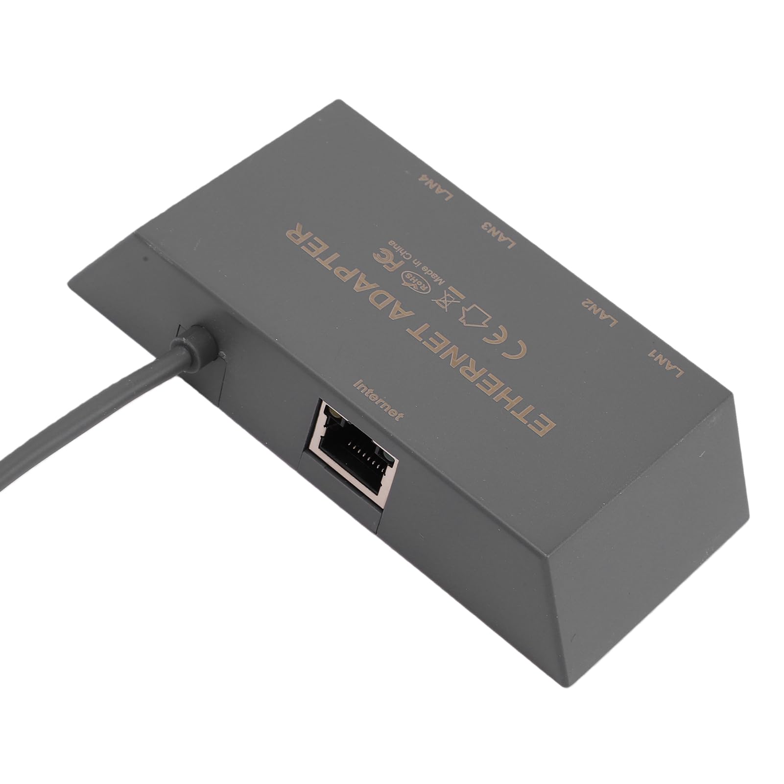 Cocoarm Adapter Gigabit Ethernet, 4-portowy Adapter Ethernet ABS z Kablem 0,5 M, Stabilna sieć Przewodowa Typu Plug and Play dla Routera RV Mini Gen 3 do Użytku w Domu, w Biurze, w Podróży