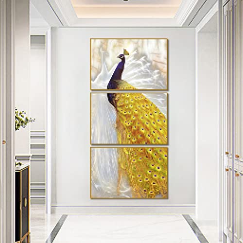 Toile paon doré art mural sans cadre pour habiller un mur vide de salon