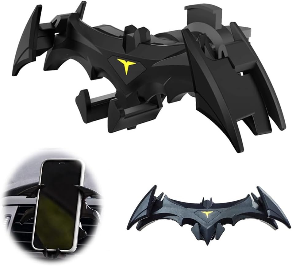 Bat Phone Holder for Car, Gravity Lock Car Vent Bat Mount Cool Car Accessories, Universal Cell Phone Holder, Bat Decorations Collectibles, Automatic Locking Hands Free