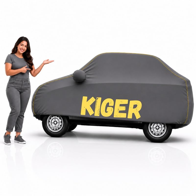 Image of Long-Life 100% Waterproof Kiger Car Body Cover for Dust & Rain, Compatible with All Models of Kiger Car Cover, Comes with Bird Droppings, Scratch, UV and Paint Protection - Grey