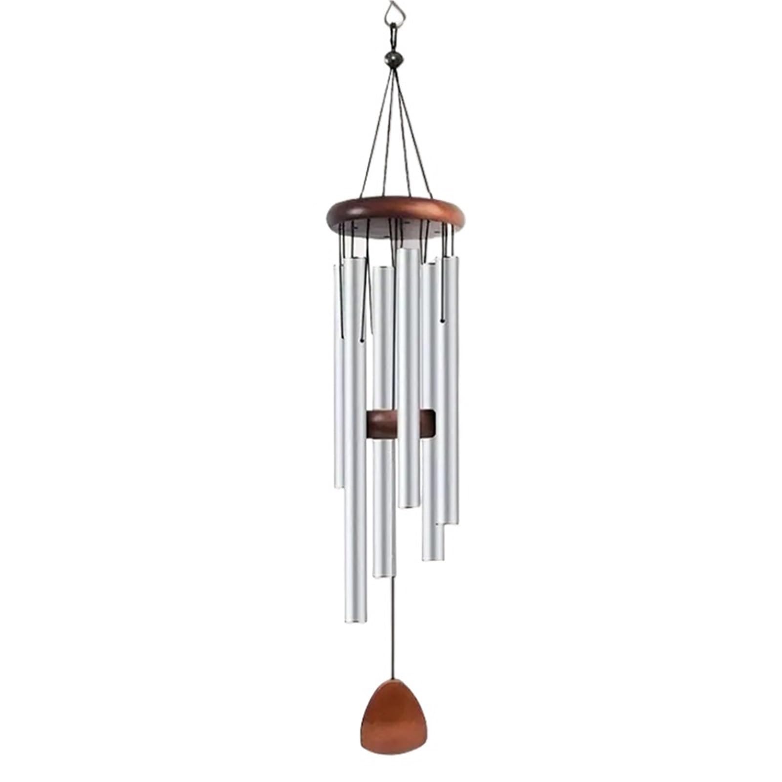 Wind Chimes Wind Chimes Classic 26 Inch Aluminum Pipe With Wooden Hanging Tag Gardens Balcony Corridor Decoration(Silver)