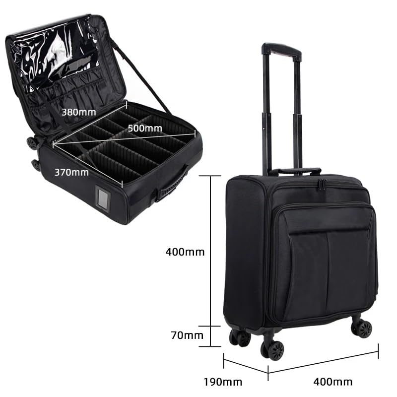 Image of Adson Multifunctional Professional Beauty Makeup Artist Rolling Cosmetic Aluminium Vanity Trolley Beauty Train case Makeup Cosmetic Trolley Hairstylist Travel Organizer (Midnight Black)