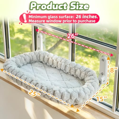 Image of AMOSIJOY Foldable Cat Window Perch with Cloud-Soft Cushion Bed, XL Gray