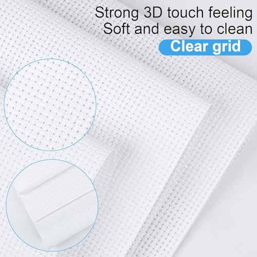 Image of 12 PCS Cross Stitch Aida Fabric 14 Count, 7.8 by 7.8 Inch, Classic Reserve Cross Stitch Aida Cloth for Home DIY Embroidery Decoration, White