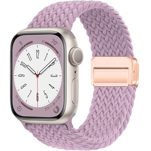 Magnetic Braided Band for Apple Watch Bands for Women Men 40mm 44mm 49mm 42mm 46mm 45mm 38mm 41mm,Stretchy Elastic Nylon Sport Solo Loop Strap Wristband iWatch Series 11 10 9 8 7 6 5 4/SE 3/Ultra 2/3