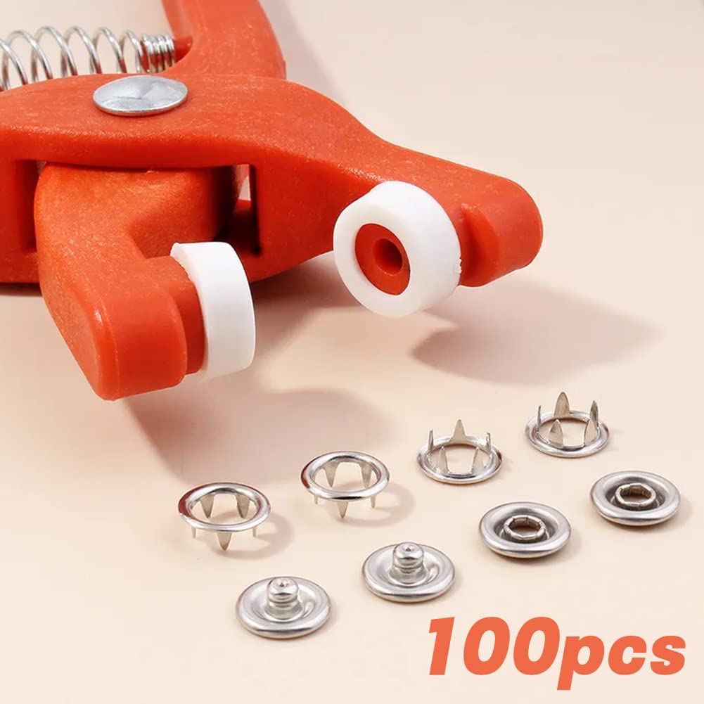QWORK® Kit De Boutons Pression Avec Pince Pour Réparation De Bâches Et De Toiles - 60 Jeux De