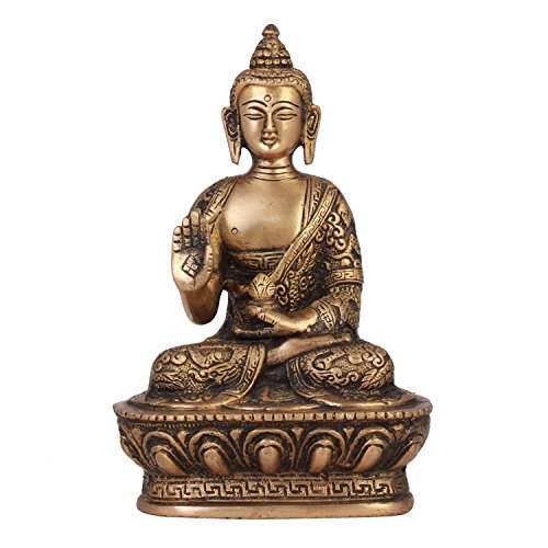 Shopendhere Blessing Buddha Idol (7 Inch Tall), Hand Crafted Lifestory Buddha Statue, Fine Carving, Antique Brass Sculpture cover