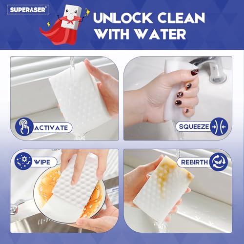 SUPERASER Magic Sponge Eraser, 10-pack, 2X Density Melamine Foam — view 4
