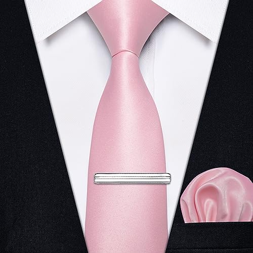 Image of YourTies Skinny Ties for Men Satin 2.4 inch Slim Necktie with Pocket Square Tie Clip Set Solid Color Wedding Party Business