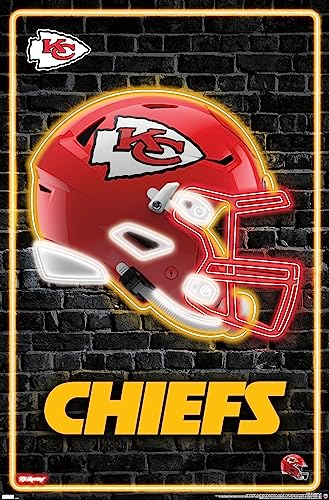 NFL Kansas City Chiefs - Neon Helmet 23 Wall Poster, 34L" x 22.4W", Unframed Version