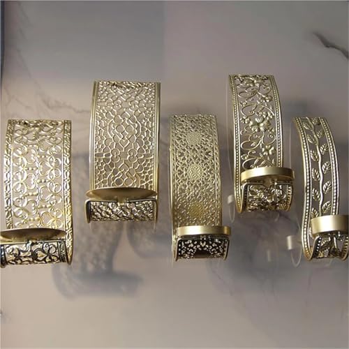 Candelabros de pared para velas aromáticas en juego de 2 piezas de metal dorado 6