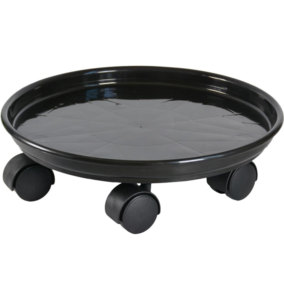 Support de pot de fleurs à roulettes robuste en plastique noir design