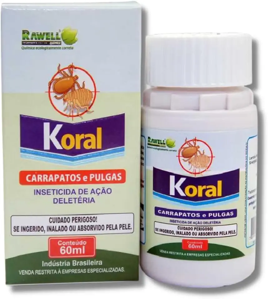 Remedio para Carrapato e Pulga Koral 60ml Sem Cheiro e Cor