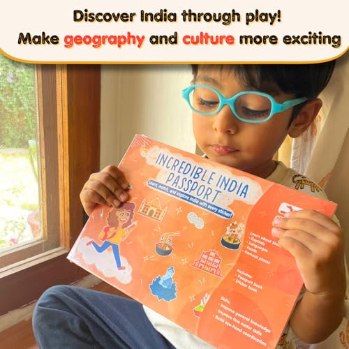 Image of CocoMoco Kids India Passport for Kids, Learn About States of India & UTS, Geography Educational Toy Activity Kit with Stickers, Ages 4-5, 6-7, 8-10, 11 Year Old (Pack of 10)
