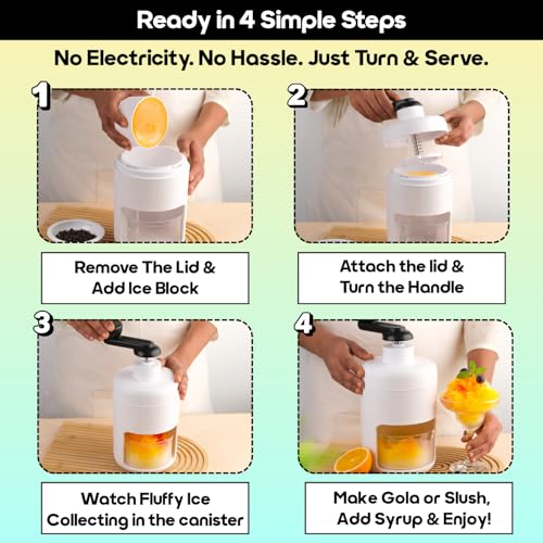 Image of InstaCuppa Manual Ice Shaver | Skip Street Vendors, Make Hygienic Gola & Slush at Home | Fluffy Shaved Ice in Seconds | Kid-Safe & Family-Friendly | No Electricity | Includes Ice Mold Cup