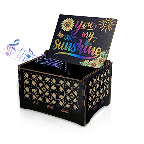 You are My Sunshine Music Box, Wooden Vintage Musical Box Gift for Anniversary Birthday Christmas Family Friends