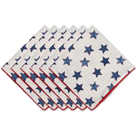 DII Antique Blue Stars Cotton Napkin Set Cover