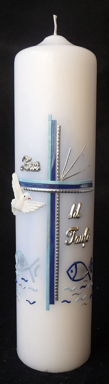 Candela per battesimo blu 250/60