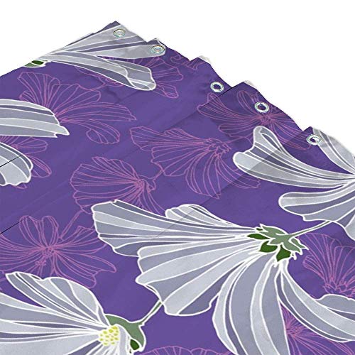 Rideau de douche fleurs délicates en tissu imperméable et lavable - 4