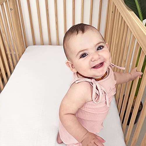 Image of Newton Baby Fitted Mini Crib Sheets (4-Pack) | Organic Muslin Cotton, Breathable & Soft Baby Sheets, Washable Baby Mattress Sheets, Fits Mini Crib Mattresses 24 inch x 38 inch, Plain White