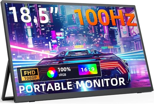 Image of MagicRaven Portable Monitor 18.5 inch 100% sRGB 1080P Portable Laptop Screen, Speakers, Frameless IPS HDR Gaming Monitor USB-C HDMI Travel Monitor