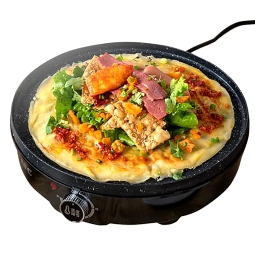 Easnuroz Sartén Eléctrica para Tortitas Sartén para Crepes Placa Antiadherente De 30 Cm Control De Temperatura con Mando Giratorio, 1200 W para Tortitas Crepes Tortillas Freír Carne