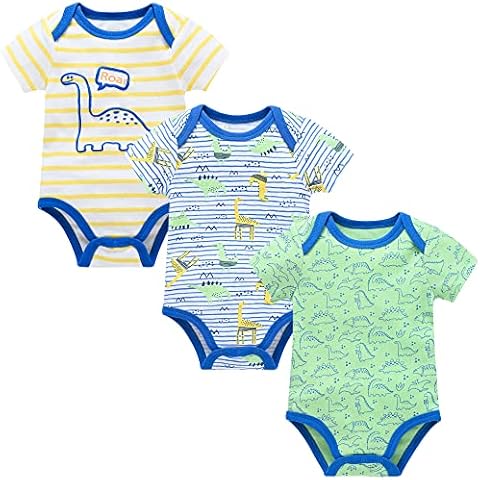 Fewlby Baby Boys Dinosaur Bodysuits 3 Pack Cover