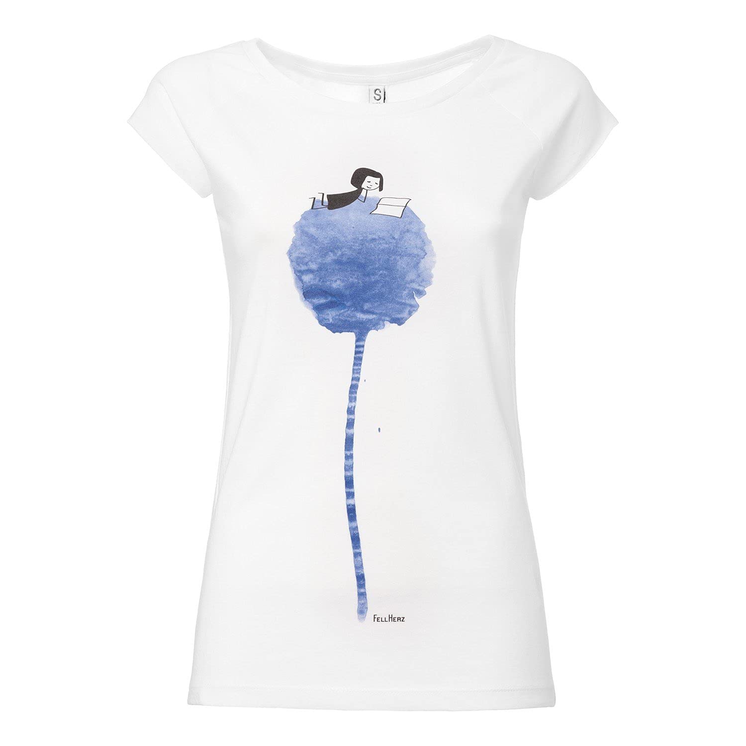 FellHerz T-shirt pour femme - Motif livre de fleurs - Blanc - Bio Fair et Vegan