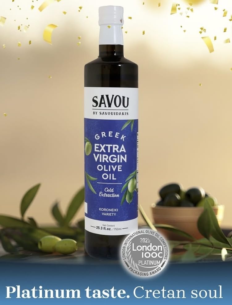 Miniatura 2 de Savou Aceite de oliva virgen extra  AOVE cretense galardonado de platino  Variedad 100% Koroneiki  Prensado en frío, monovarietal, 25.4 fl oz