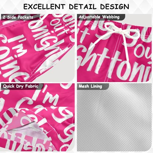 I'm Going Out Tonight Hot Pink Little Boys Swim Trunks Boys Swimsuits Lightweight Double Layer Beachwear 2T3