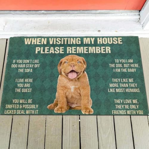 Felpudo Entrada casa Tapete con Las Reglas del Cachorro Dogo de