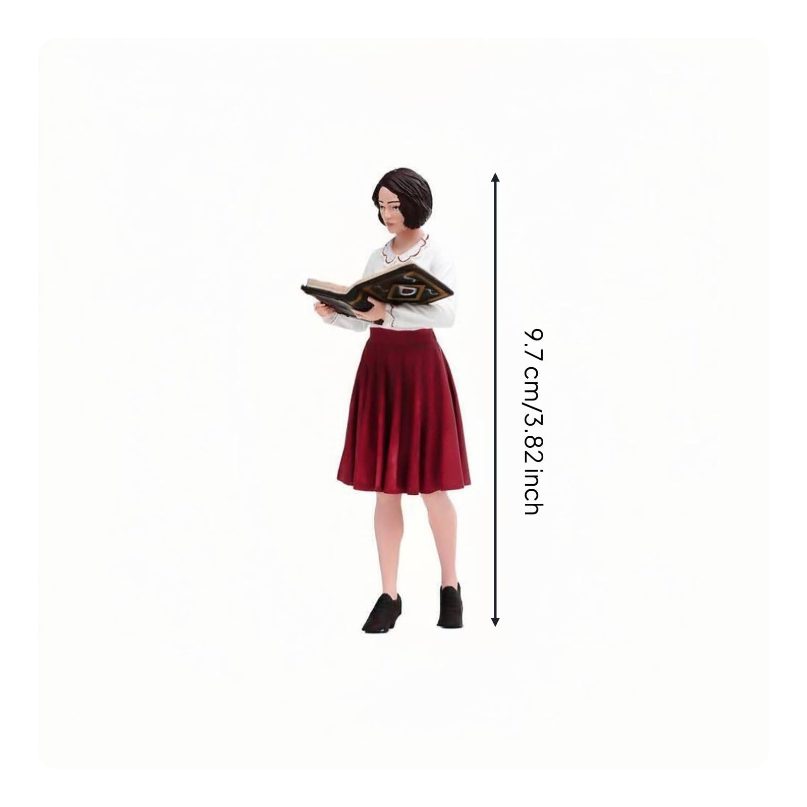 MagiDeal Figurina Miniatura Dipinta Bibliotecaria Resina Personaggio Insegnante Accessorio Diorama Scena Lettura Realistica Adatta per Collezione Fotografia, Modello 1-18 Dipinto